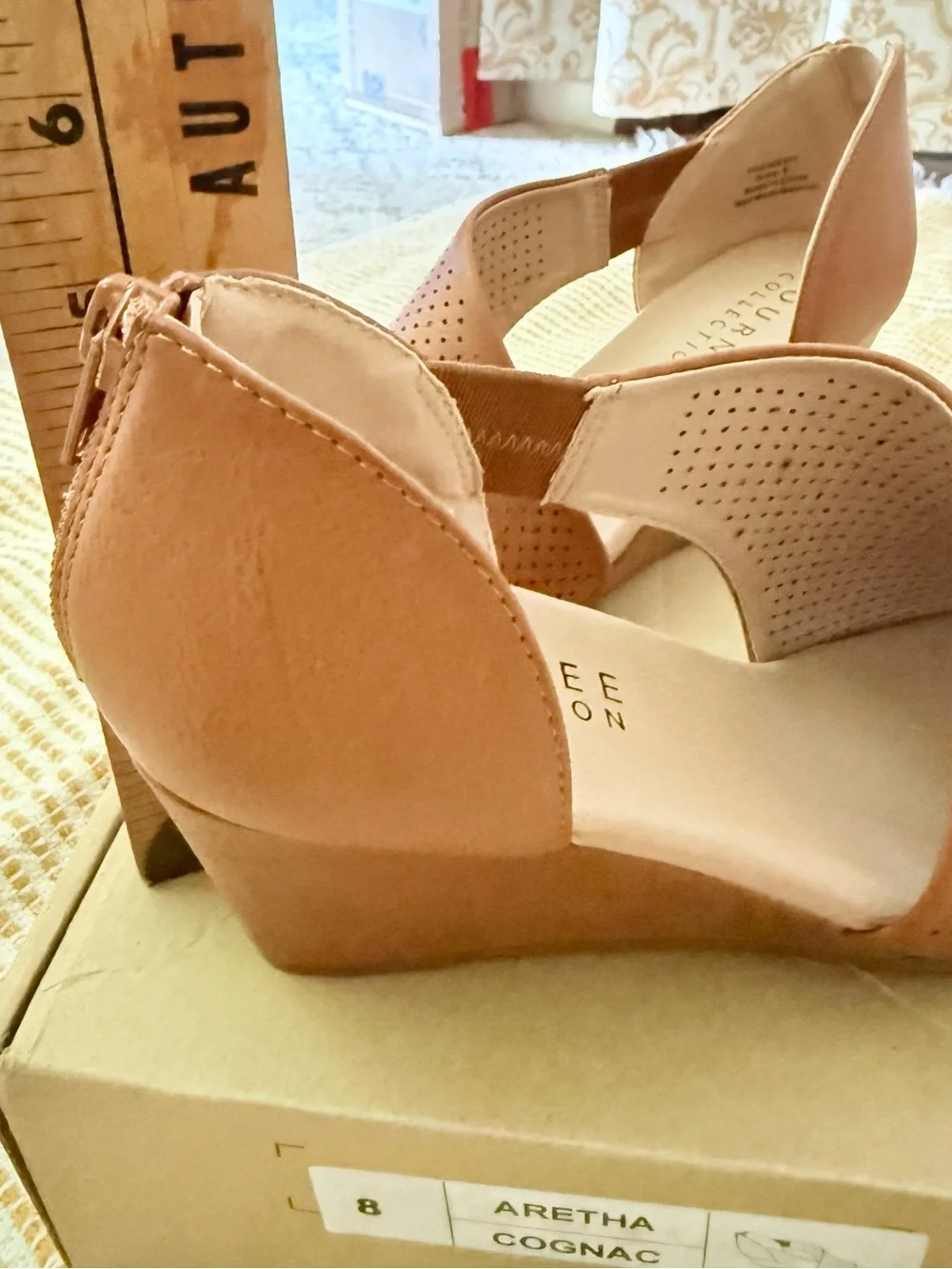 Journee Collection Aretha Open-Toe Wedge Sandals in Cognac